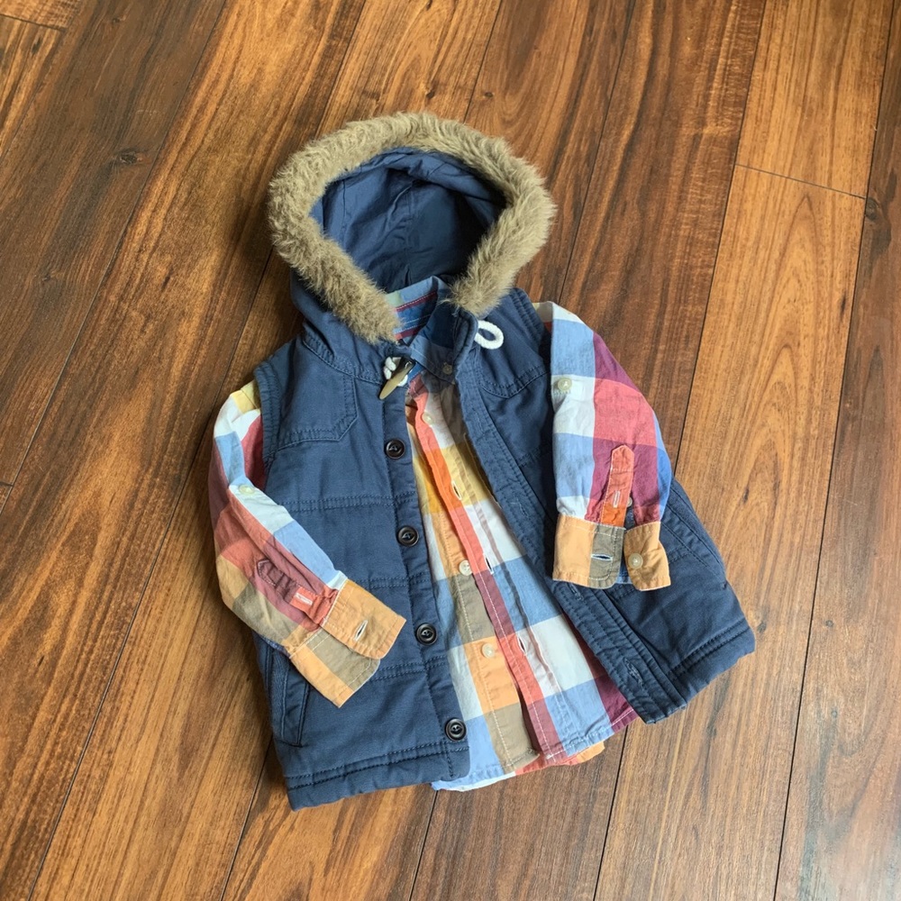 Eskimo toddler hooded vest & button down - Picture 2 of 7